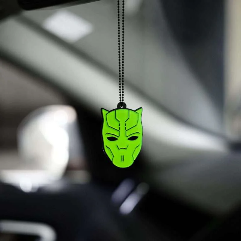 Acrylic Fluorescent Green Black Panther Car Premium Mirror Hanging
