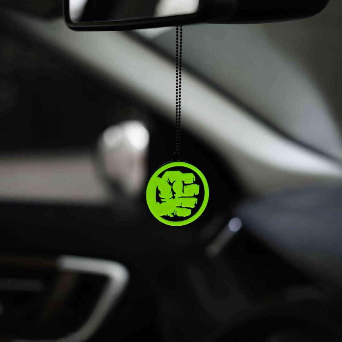 Acrylic Fluorescent Green Hulk Car Premium Mirror Hanging (2)