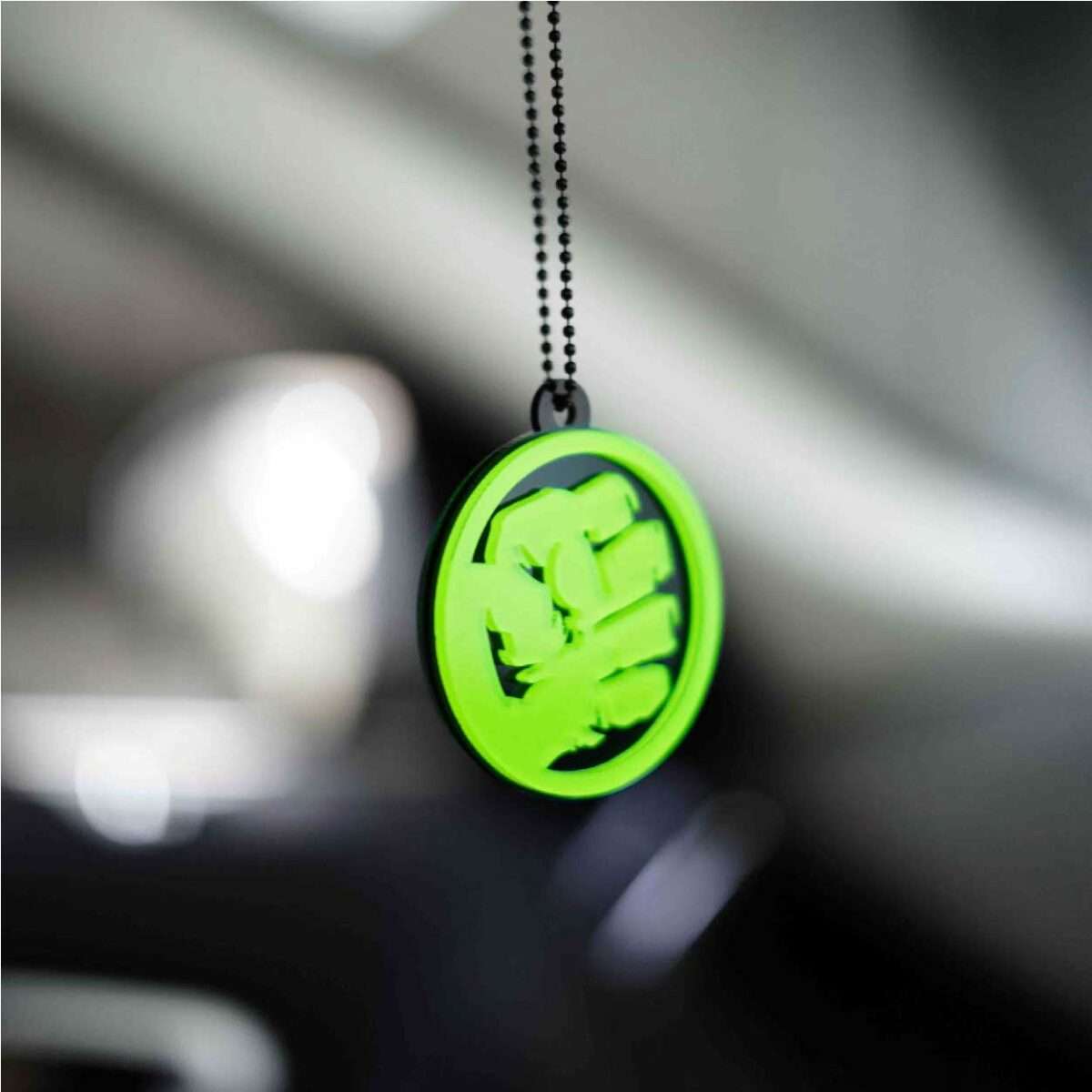 Acrylic Fluorescent Green Hulk Car Premium Mirror Hanging (3)