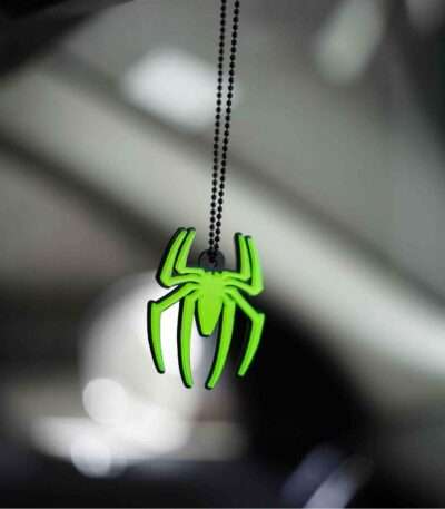 Acrylic Fluorescent Green Spider Man Car Premium Mirror Hanging