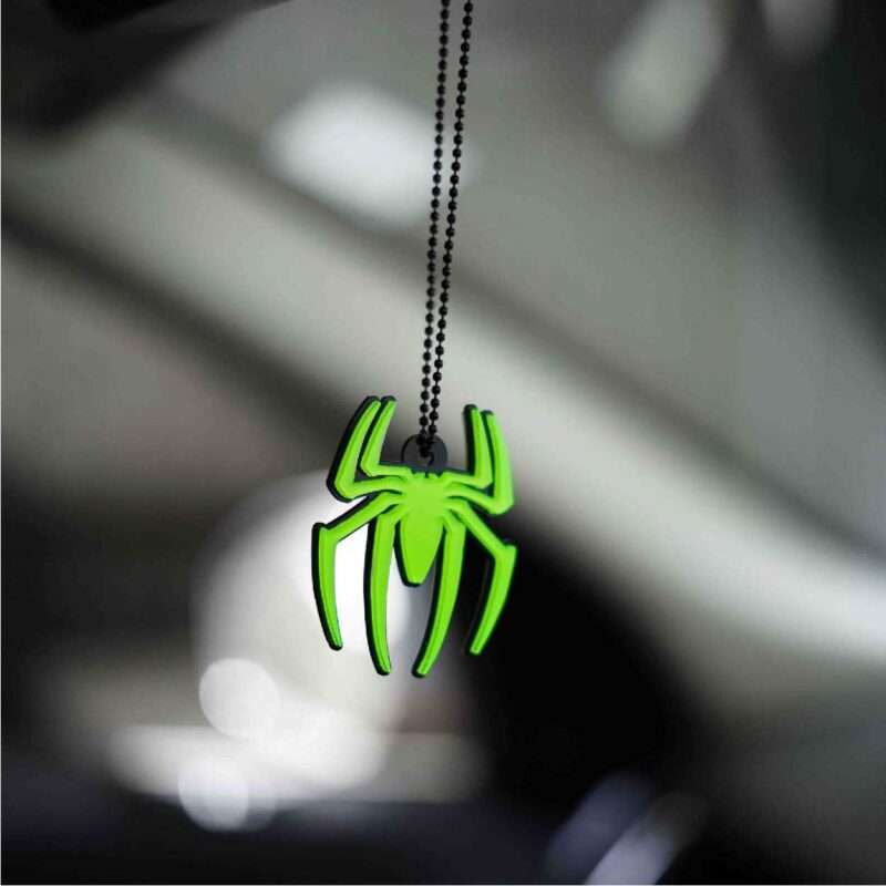 Acrylic Fluorescent Green Spider Man Car Premium Mirror Hanging