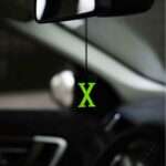 Acrylic Fluorescent Green X Car Premium Mirror Hanging (2)