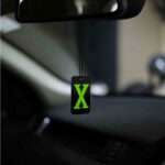 Acrylic Fluorescent Green X Car Premium Mirror Hanging (3)