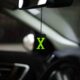 Acrylic Fluorescent Green X Car Premium Mirror Hanging