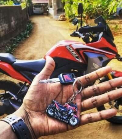 Customized Honda CB200X Sports Red OBD2 Colorful Bike Shape Gel Number Plate Keychain