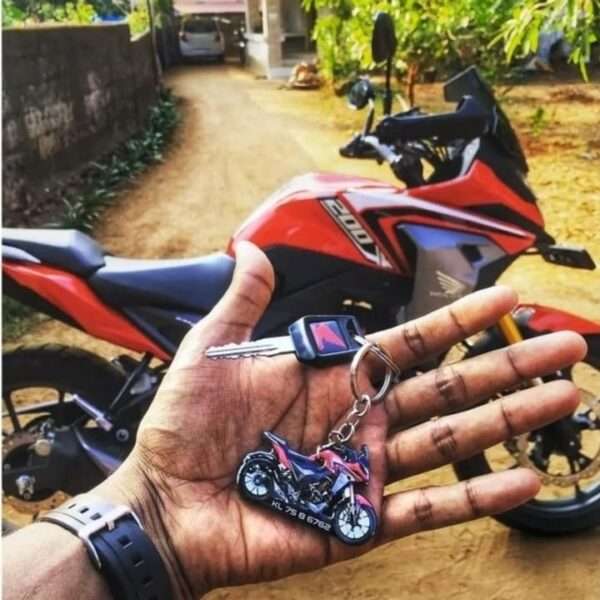 Customized Honda CB200X Sports Red OBD2 Colorful Bike Shape Gel Number Plate Keychain