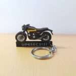 Customized Honda CB350RS Black With Pearl Sports Yellow Colorful Bike Shape Gel Number Plate Keychain (2)