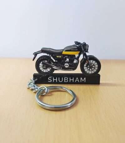 Customized Honda CB350RS Black With Pearl Sports Yellow Colorful Bike Shape Gel Number Plate Keychain