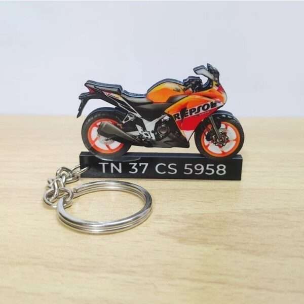 Customized Honda CBR 250R Repsol Race Replica Colorful Bike Shape Gel Number Plate Keychain