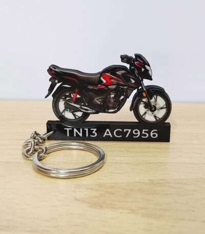 Customized Honda SP 125 Black Colorful Bike Shape Gel Number Plate Keychain