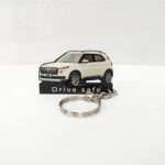 Customized Hyundai Venue Polar White Colorful Car Shape Gel Number Plate Keychain (2)