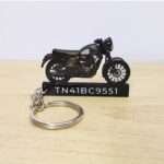 Customized Jawa 42 Infinity Black DT Colorful Bike Shape Gel Number Plate Keychain