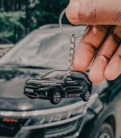 Customized Kia Seltos Colorful Car Shape Gel Number Plate Keychain