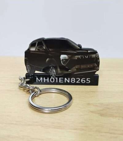 Customized Mahindra XUV 3XO Stealth Black Colorful Car Shape Gel Number Plate Keychain