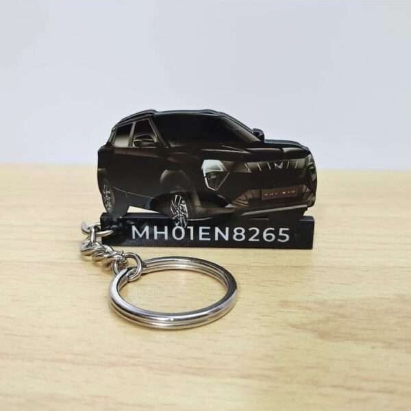 Customized Mahindra XUV 3XO Stealth Black Colorful Car Shape Gel Number Plate Keychain