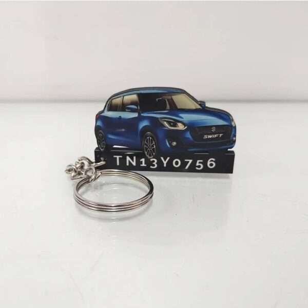 Customized Maruti Suzuki Swift Pearl Metallic Midnight Blue Colorful Car Shape Gel Number Plate Keychain