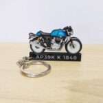 Customized Royal Enfield Continental GT 650 Twins Ventura Blue Colorful Bike Shape Gel Number Plate Keychain
