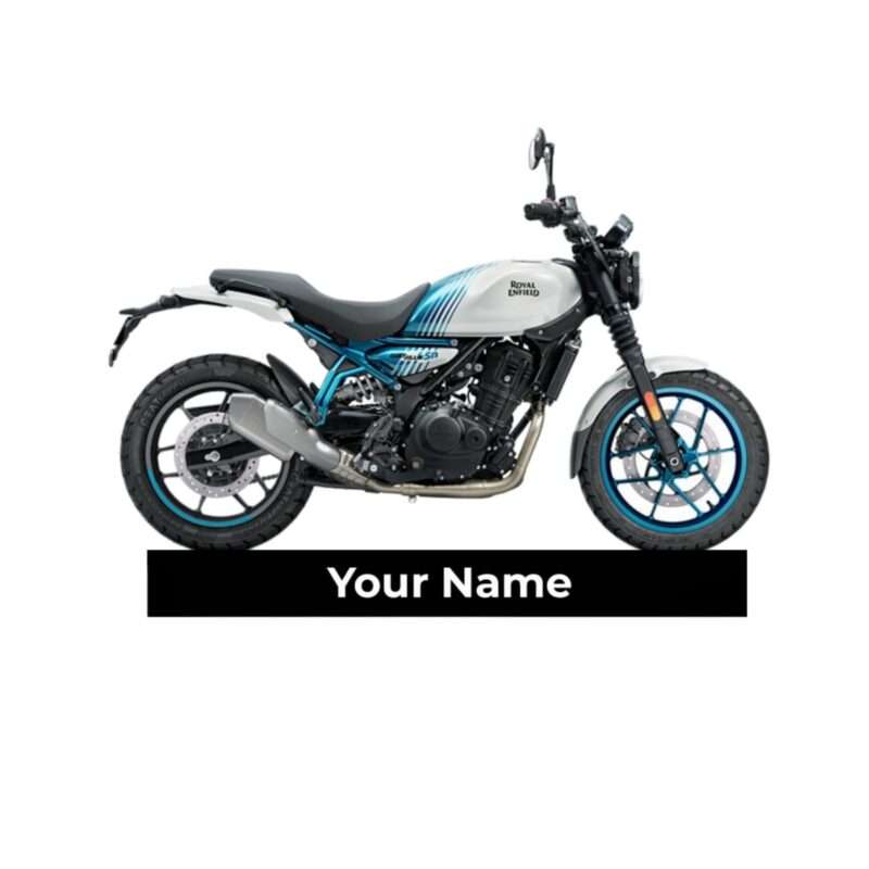 Customized Royal Enfield Guerrilla 450 Brava Blue Colorful Bike Shape Gel Number Plate Keychain