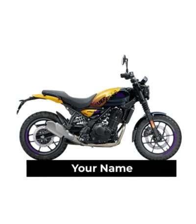 Customized Royal Enfield Guerrilla 450 Yellow Ribbon Colorful Bike Shape Gel Number Plate Keychain