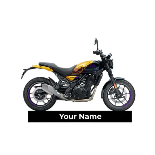 Customized Royal Enfield Guerrilla 450 Yellow Ribbon Colorful Bike Shape Gel Number Plate Keychain
