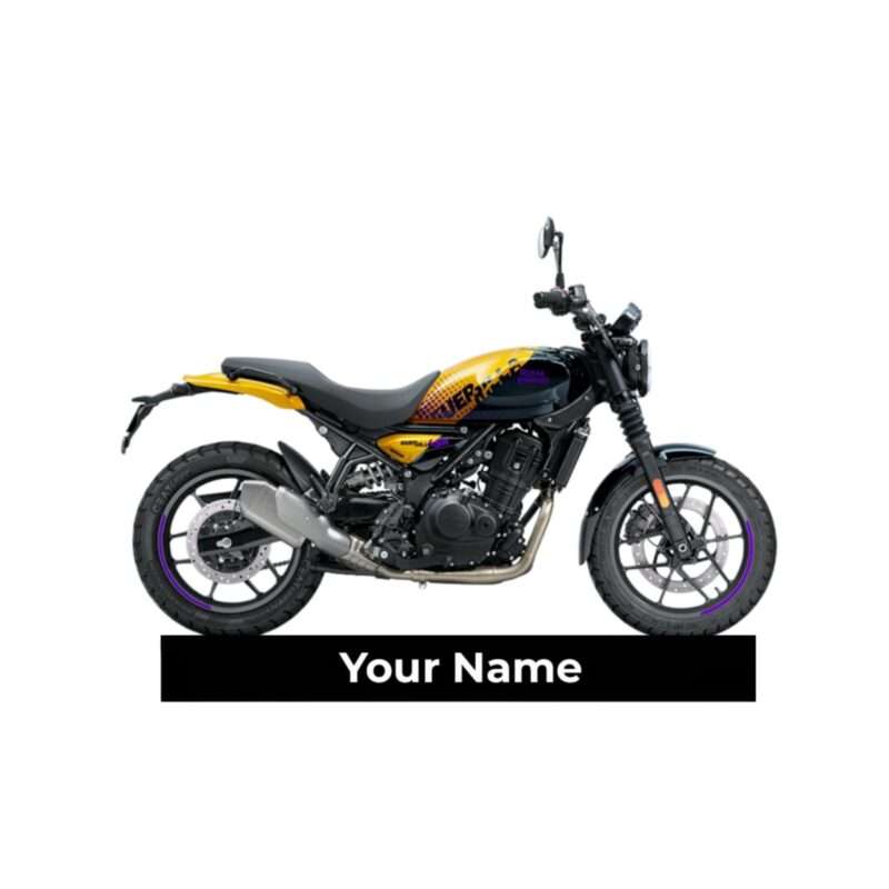 Customized Royal Enfield Guerrilla 450 Yellow Ribbon Colorful Bike Shape Gel Number Plate Keychain