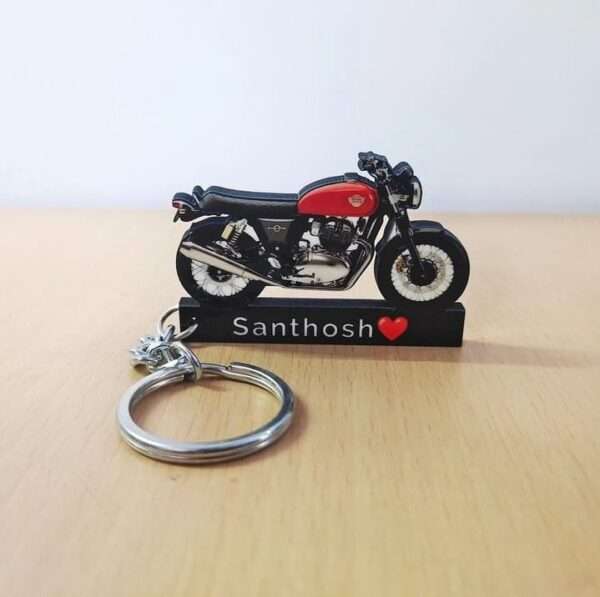 Customized Royal Enfield Interceptor 650 Canyon Red Colorful Bike Shape Gel Number Plate Keychain