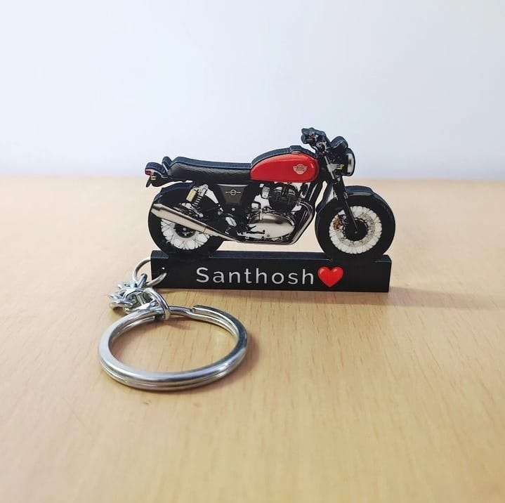 Customized Royal Enfield Interceptor 650 Canyon Red Colorful Bike Shape Gel Number Plate Keychain