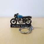 Customized Royal Enfield Interceptor 650 Ventura Blue Colorful Bike Shape Gel Number Plate Keychain (2)