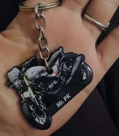 Customized TVS Ronin Nimbus Grey Colorful Bike Shape Gel Number Plate Keychain