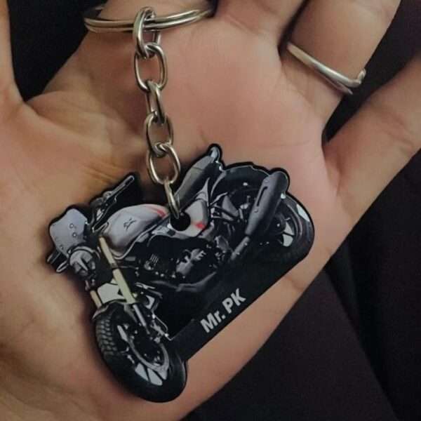 Customized TVS Ronin Nimbus Grey Colorful Bike Shape Gel Number Plate Keychain