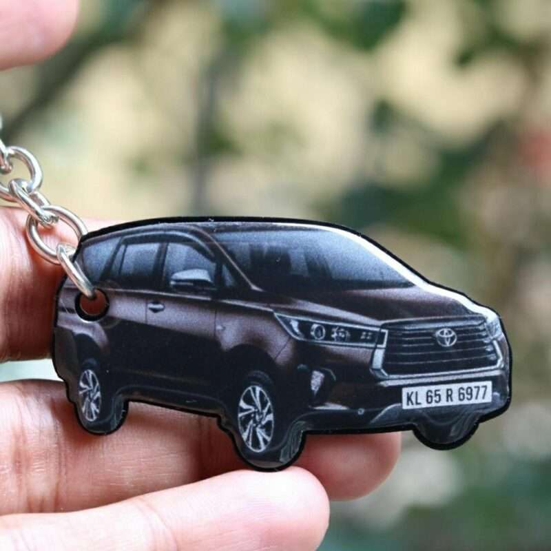 Customized Toyota Innova Crysta Colorful Car Shape Gel Number Plate Keychain