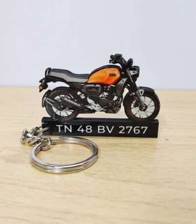 Customized Yamaha FZ X Matt Copper Colorful Bike Shape Gel Number Plate Keychain