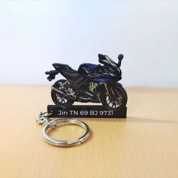 Customized Yamaha R15 V4 MotoGP Edition Colorful Bike Shape Gel Number Plate Keychain