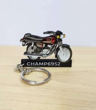 Customized Yamaha RX135 Maroon Wine Red Colorful Bike Shape Gel Number Plate Keychain