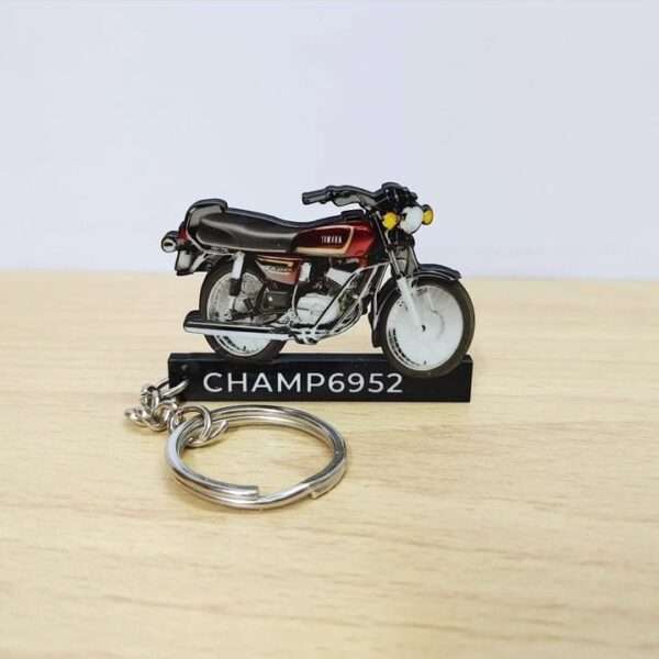 Customized Yamaha RX135 Maroon Wine Red Colorful Bike Shape Gel Number Plate Keychain