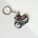 Customized Honda Hness CB350 Precious Red Metallic Colorful Bike Shape Gel Number Plate Keychain