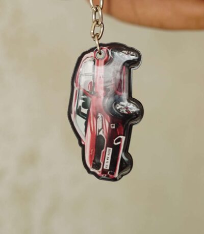 Customized Kia Sonet Intense Red Colorful Car Shape Gel Number Plate Keychain