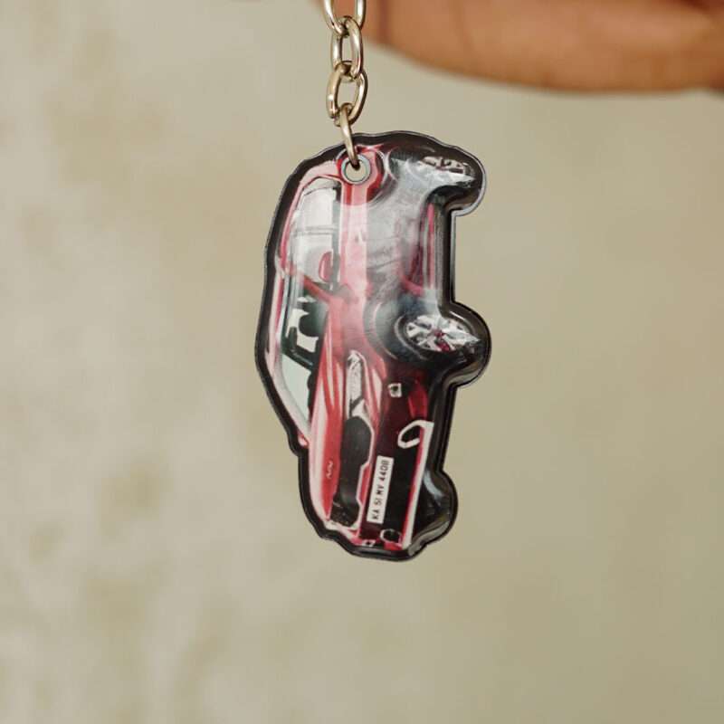 Customized Kia Sonet Intense Red Colorful Car Shape Gel Number Plate Keychain