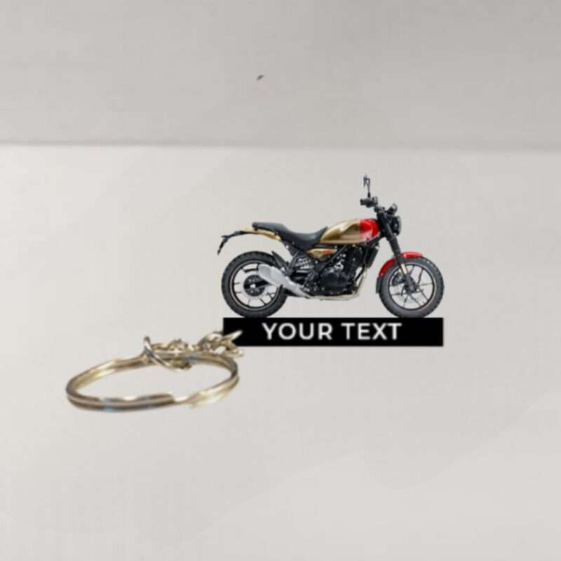 Customized Royal Enfield Guerrilla 450 Gold Dip Colorful Bike Shape Gel Number Plate Keychain