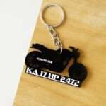Customized Royal Enfield Hunter 350 Acrylic Bike Shape Number Plate Keychain