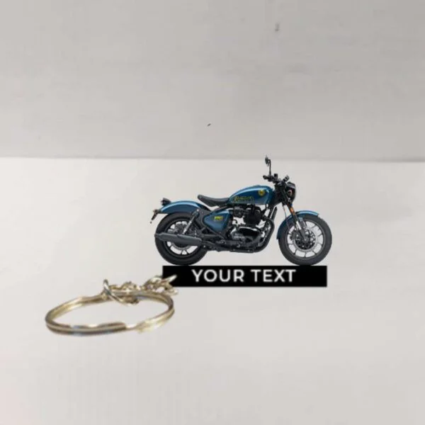 Customized Royal Enfield Shotgun 650 Plasma Blue Colorful Bike Shape Gel Number Plate Keychain