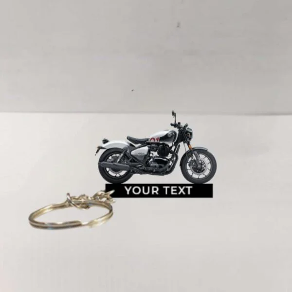 Customized Royal Enfield Shotgun 650 Stencil Whilte Colorful Bike Shape Gel Number Plate Keychain