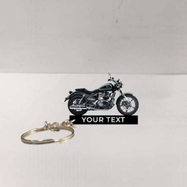 Customized Royal Enfield Super Meteor 650 Astral Green Colorful Bike Shape Gel Number Plate Keychain