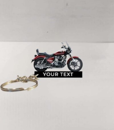 Customized Royal Enfield Super Meteor 650 Celestial Red Colorful Bike Shape Gel Number Plate Keychain