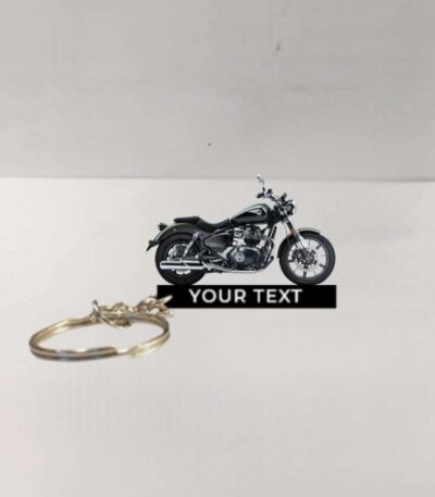 Customized Royal Enfield Super Meteor 650 Interstellar Green Colorful Bike Shape Gel Number Plate Keychain