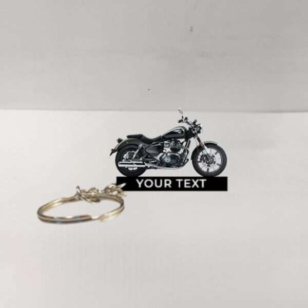 Customized Royal Enfield Super Meteor 650 Interstellar Green Colorful Bike Shape Gel Number Plate Keychain