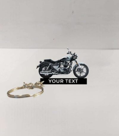 Customized Royal Enfield Super Meteor 650 Interstellar Grey Colorful Bike Shape Gel Number Plate Keychain