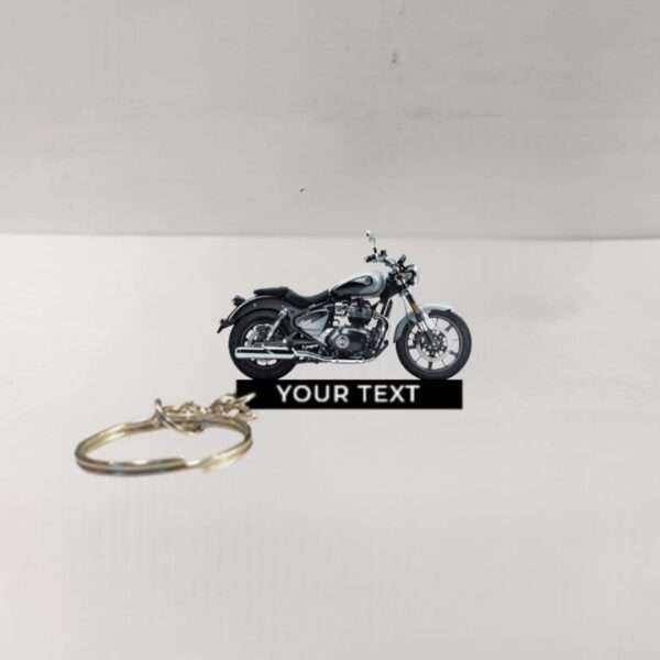 Customized Royal Enfield Super Meteor 650 Interstellar Grey Colorful Bike Shape Gel Number Plate Keychain