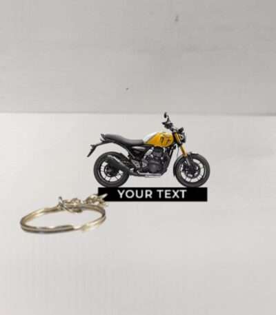 Customized Triumph Speed 400 Racing Yellow Pearl Metallic White Colorful Bike Shape Gel Number Plate Keychain