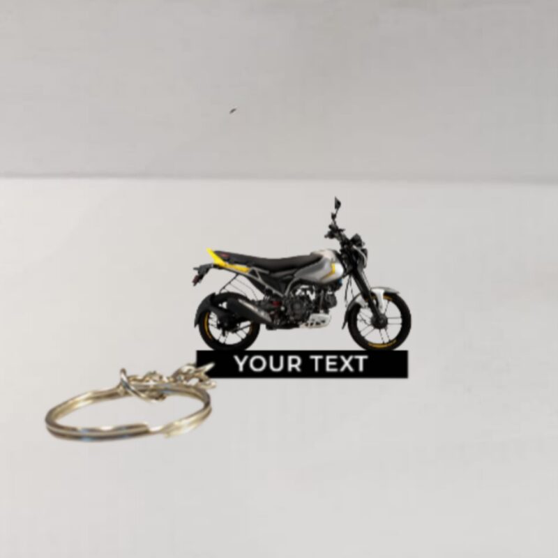 Customized Bajaj Freedom Pewter Grey Yellow Colorful Bike Shape Gel Number Plate Keychain